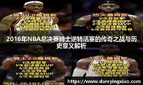 2016年NBA总决赛骑士逆转活塞的传奇之战与历史意义解析